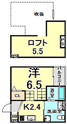 阪神なんば線 福駅 徒歩4分の賃貸アパート 2階ワンルームの間取り