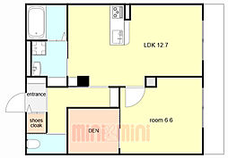 西宮市両度町アパート 1LDKの間取図画像