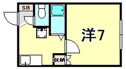 新錦荘 1Kの間取図画像