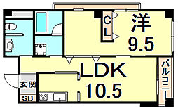 甲子園口ハウス 1LDKの間取図画像