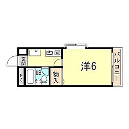 フラット甲東1 1Kの間取図画像