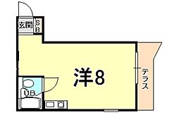 ファンタジー武庫川 ワンルームの間取図画像