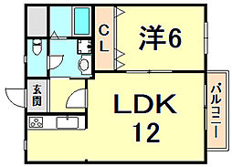 アバンテ甲子園 1LDKの間取図画像