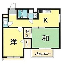 ロイヤルメゾン甲東園5 2Kの間取図画像