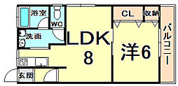 ふじマンション 1LDKの間取図画像