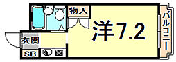 ダンディライオン西宮 1Kの間取図画像