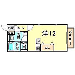 VIEW北名次 ワンルームの間取図画像