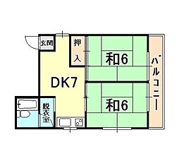 シャルム風見鶏 2DKの間取図画像