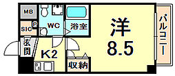 セレニテ甲子園 1Kの間取図画像