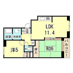 ブランユーカリ 2LDKの間取図画像