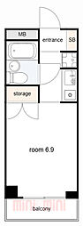 リバーサイドハイツ米田 1Kの間取図画像