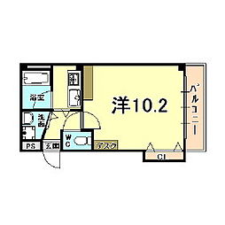 レグルス桜夙川 1Kの間取図画像