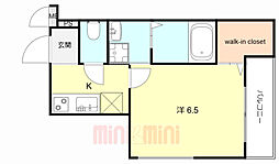 フジパレス甲子園口サウス 1Kの間取図画像