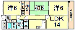 グラン・甲子園口 3LDKの間取図画像