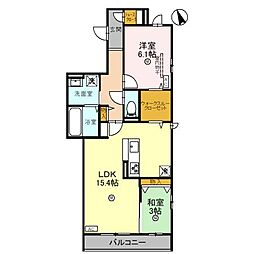トリシア上甲子園 2LDKの間取図画像