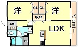松本第一ビル 2LDKの間取図画像