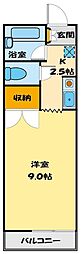 かすみコーポ内田 1Kの間取図画像