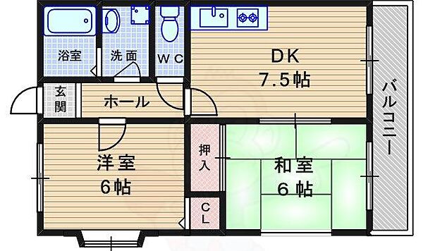 プリベール寿 ｜兵庫県尼崎市上坂部３丁目(賃貸アパート2DK・2階・45.00㎡)の写真 その2