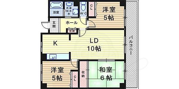 グランドール園田 ｜兵庫県尼崎市食満５丁目(賃貸マンション3LDK・4階・65.25㎡)の写真 その2