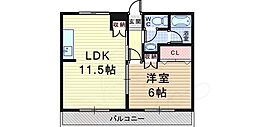 ミスターK北武庫之荘 1LDKの間取図画像