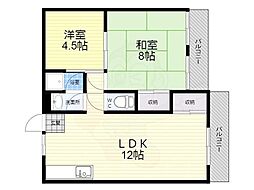 東園田マンション 2LDKの間取図画像