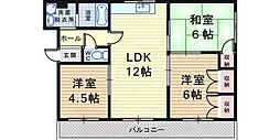シェリール北園田 3LDKの間取図画像
