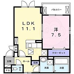 ブリアン 1LDKの間取図画像