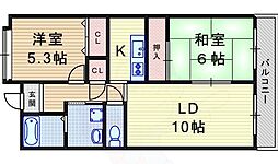 グレーシアス豊中 2LDKの間取図画像