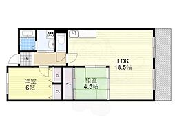 グランドール南野 2LDKの間取図画像