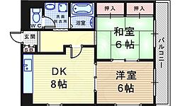ハイム高木130 2DKの間取図画像
