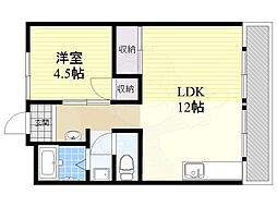 ビレッジハウス南清水タワー西棟 1LDKの間取図画像