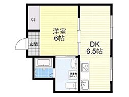 ペディハイツ塚口 1DKの間取図画像