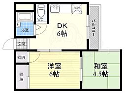 パークスクエア東園田 2DKの間取図画像
