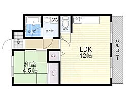 グレイスガーデン豊中 1LDKの間取図画像