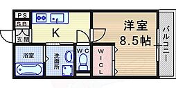 南塚口メディエートプラザイースト 1Kの間取図画像