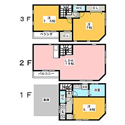 飯塚3丁目戸建 3階3LDKの間取り