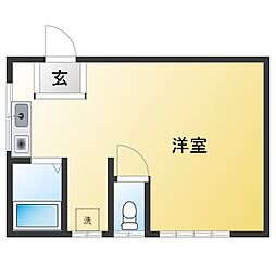 白百合荘 ワンルームの間取図画像