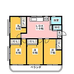 第6コーポサンキョー 4LDKの間取図画像