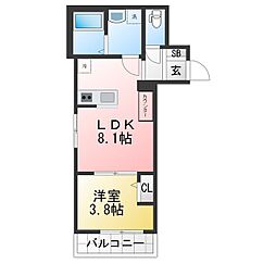 カサデルーナ 1LDKの間取図画像