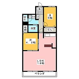 川口ハイツ 2LDKの間取図画像
