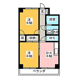 クローネ・川口 2DKの間取図画像