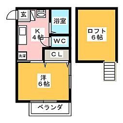グリーンタウン 1Kの間取図画像