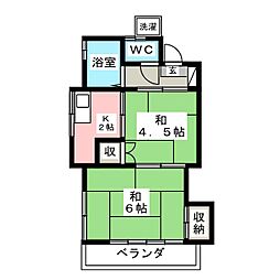 ハイツ須浜 2Kの間取図画像