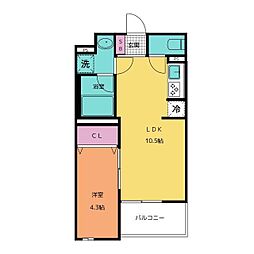 メア・ヌイ北戸田 1LDKの間取図画像