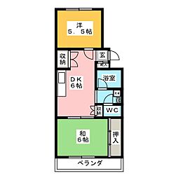 守屋ビル 2DKの間取図画像
