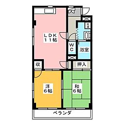 木村ビル 2LDKの間取図画像