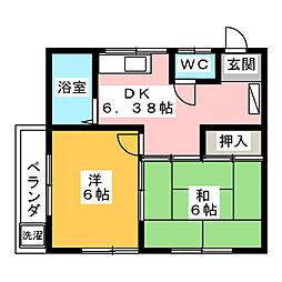 第二ハイムアズマ 2DKの間取図画像