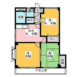 キャッスルハイアット 3DKの間取図画像