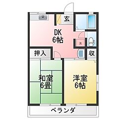 シティハイムアルファ 2DKの間取図画像