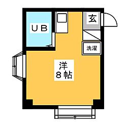 アルファステージ2 ワンルームの間取図画像
